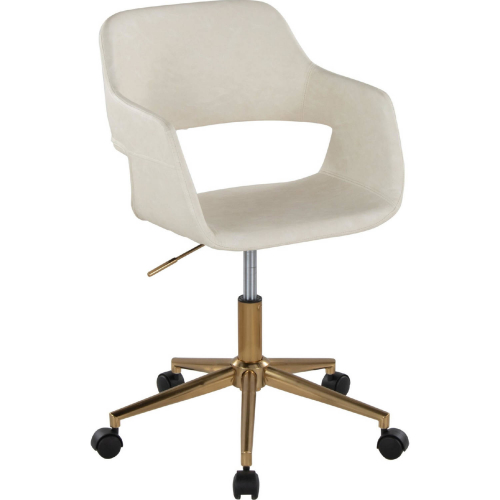 Margarite Office Task Chair in Gold & Cream Leatherette